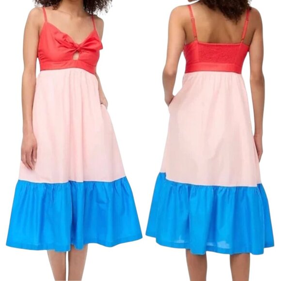 J.Crew Colorblock tie-front cutout midi dress - Picture 1 of 14